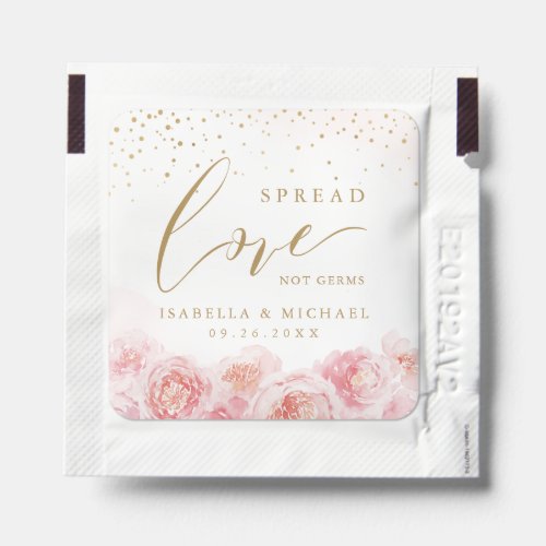 Spread Love not germs elegant pink floral wedding Hand Sanitizer Packet