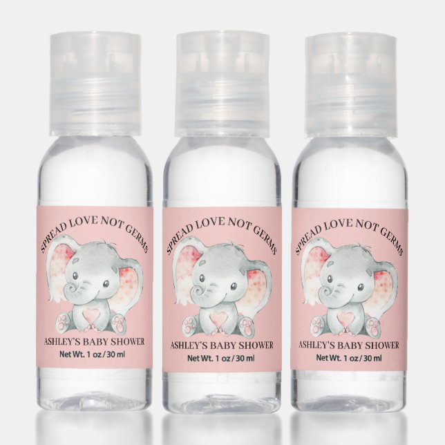 Spread Love Not Germs Elephant Baby Shower Hand Sanitizer (Set)