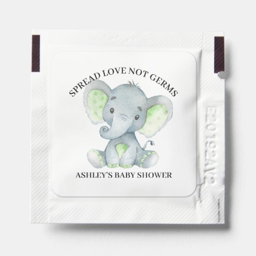 Spread Love Not Germs Elephant Baby Shower Hand Sanitizer Packet