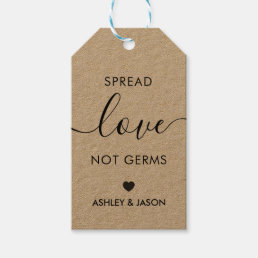 Spread Love Not Germs Favor Tag, Kraft Wedding Gift Tags
