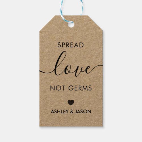 Spread Love Not Germs Favor Tag Kraft Wedding Gift Tags