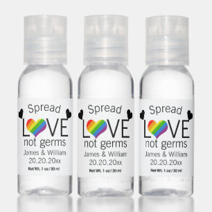 Spread Love Not Germs Gay Wedding Personalized Hand Sanitizer