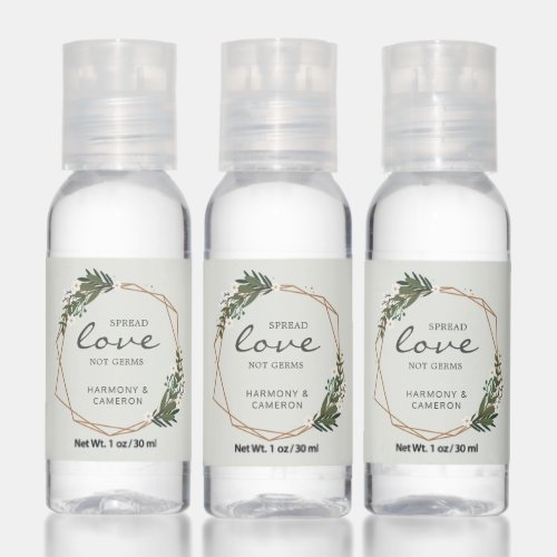 Spread Love Not Germs Geometric Wedding Favor Hand Sanitizer