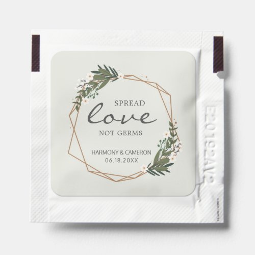 Spread Love Not Germs Geometric Wedding Favor Hand Sanitizer Packet