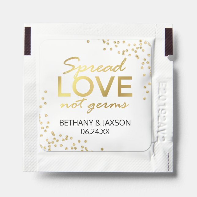 Spread Love Not Germs Gold Glitter Hand Sanitizer Packet (Sticker on Packet)