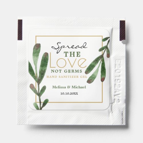 Spread Love Not Germs Greenery Wedding Favors Hand Sanitizer Packet