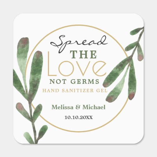Spread Love Not Germs Greenery Wedding Favors Hand Sanitizer Packet