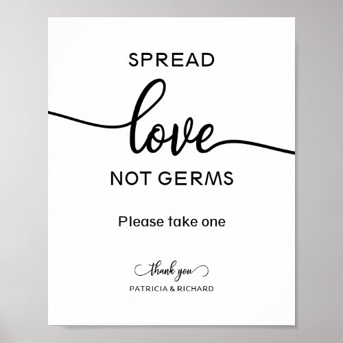 Spread Love Not Germs Hand Sanitizer Favors Sign