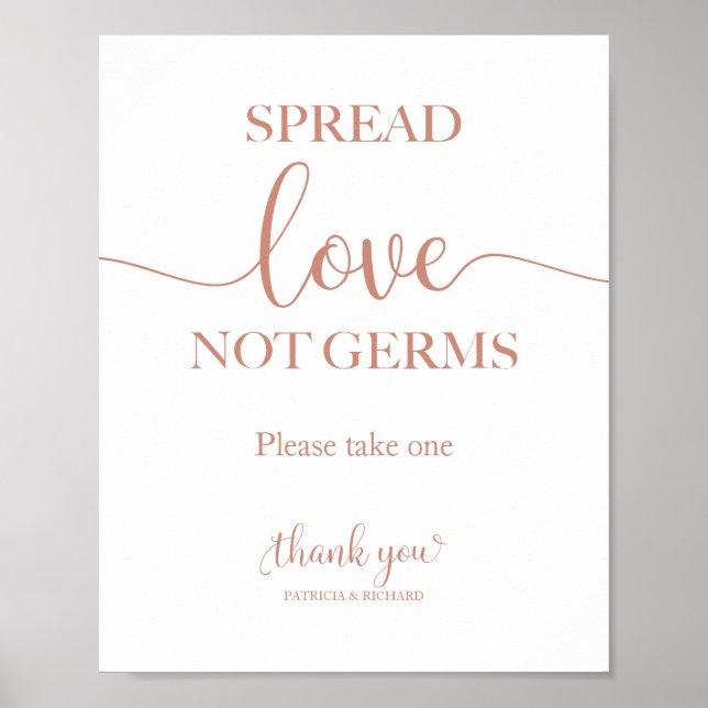 Spread Love Not Germs Hand Sanitizer Favors Sign (Front)