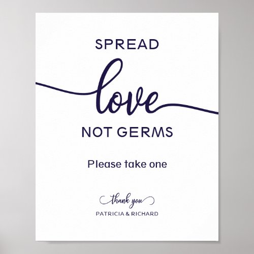 Spread Love Not Germs Hand Sanitizer Favors Sign