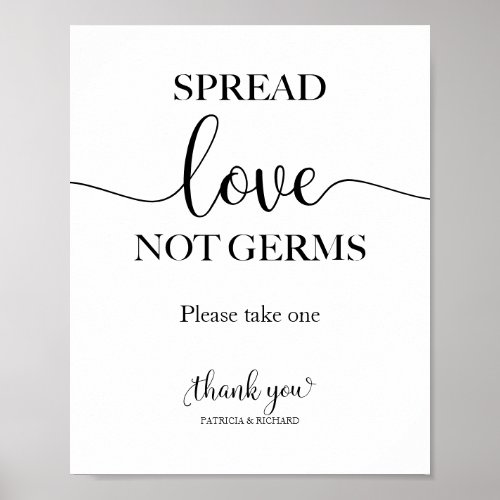 Spread Love Not Germs Hand Sanitizer Favors Sign