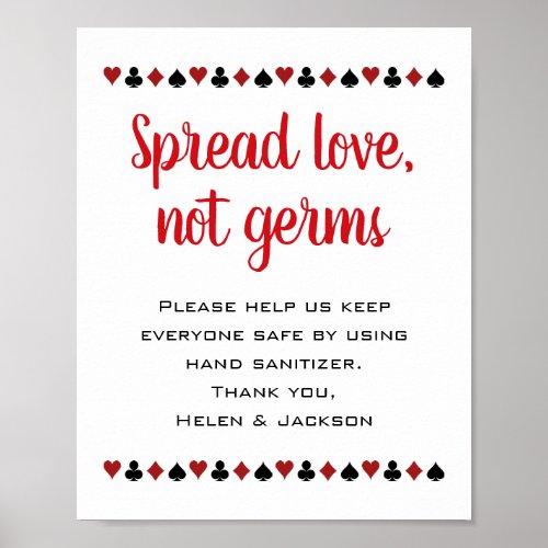 Spread Love Not Germs Las Vegas Casino Wedding Poster