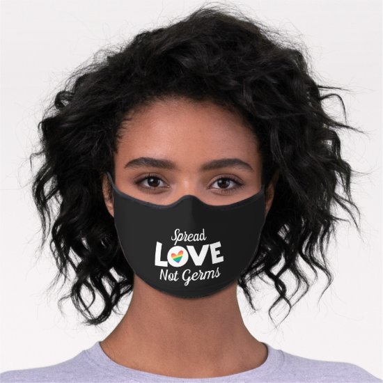 Spread Love not germs LGBT rainbow heart Premium Face Mask
