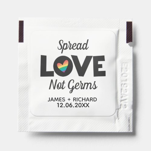 Spread love not germs LGBTQ rainbow heart Hand Sanitizer Packet