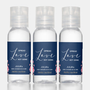 Spread Love Not Germs Modern Script Baby Shower Hand Sanitizer