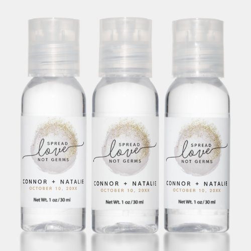 Spread Love Not Germs Modern Wedding Favor Hand Sanitizer