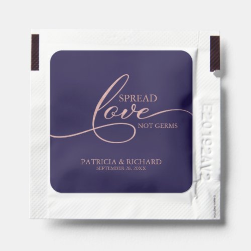 Spread Love Not Germs Navy Blue Rose Gold Wedding Hand Sanitizer Packet