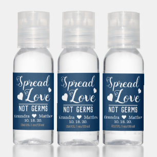 Spread Love Not Germs on Navy Wedding Hand Sanitizer