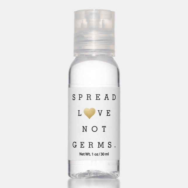 Spread Love Not Germs Personalized Wedding Favor Hand Sanitizer (Front)