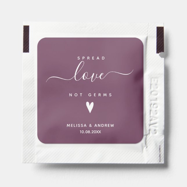 Spread Love not Germs - Personalized Wedding Hand Sanitizer Packet (Sticker on Packet)