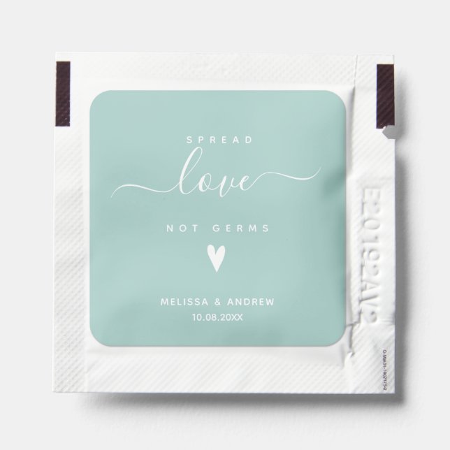 Spread Love not Germs - Personalized Wedding Hand Sanitizer Packet (Sticker on Packet)