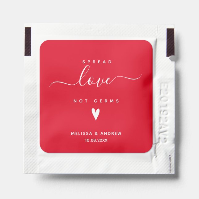 Spread Love not Germs - Personalized Wedding Hand Sanitizer Packet (Sticker on Packet)