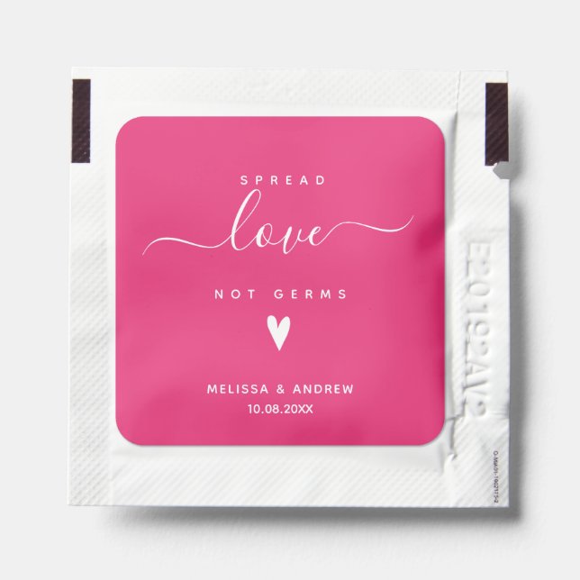 Spread Love not Germs - Personalized Wedding Hand Sanitizer Packet (Sticker on Packet)