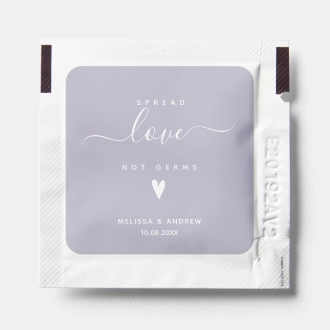 Spread Love not Germs - Personalized Wedding Hand Sanitizer Packet (Sticker on Packet)