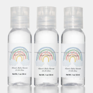 Spread love not germs rainbow pastel baby shower hand sanitizer