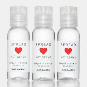 Spread Love Not Germs Red Heart Wedding Hand Sanitizer