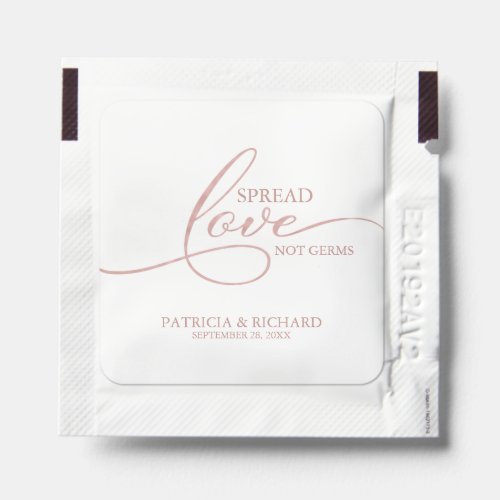Spread Love Not Germs Rose Gold Script Wedding Hand Sanitizer Packet