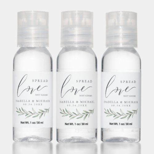 Spread Love not germs rustic greenery wedding Hand Sanitizer