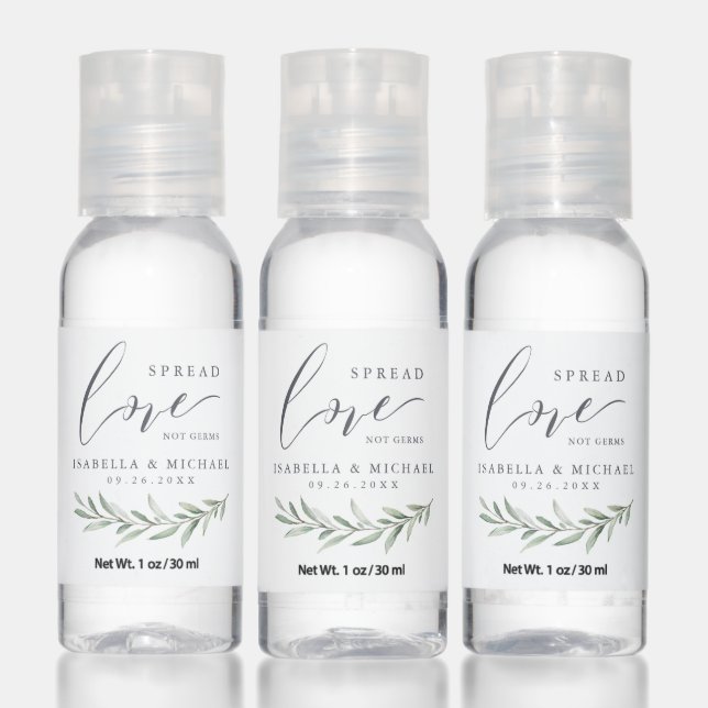 Spread Love not germs rustic greenery wedding Hand Sanitizer (Set)