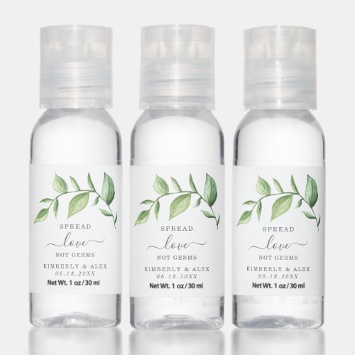 Spread Love Not Germs Rustic Greenery Wedding Hand Sanitizer