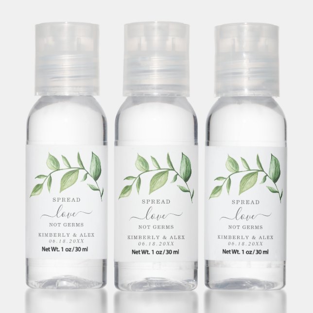 Spread Love Not Germs Rustic Greenery Wedding Hand Sanitizer (Set)