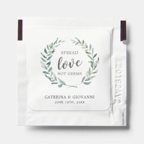 Spread Love Not Germs Rustic Greenery Wedding Hand Sanitizer Packet