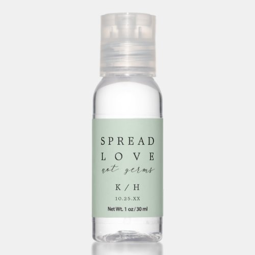 Spread Love Not Germs Sage Green Wedding Favors Hand Sanitizer