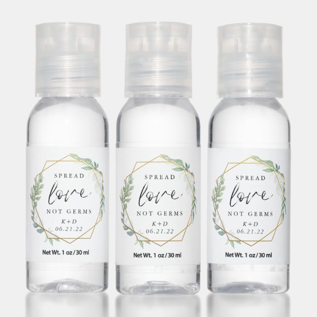 Spread Love Not Germs Sanitizer Greenery Gold (Set)