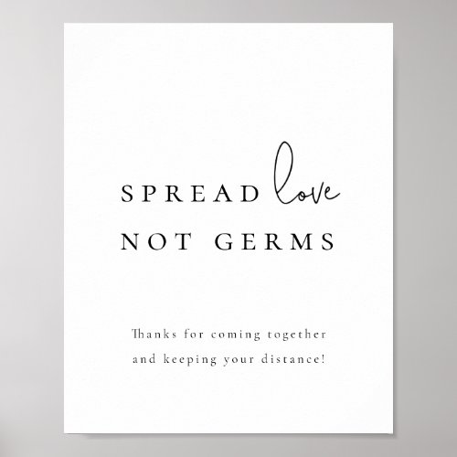 Spread Love Not Germs Sanitizer Station Wedding  P Poster