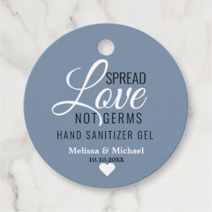 Spread Love Not Germs Sanitizer Wedding Dusty Blue Favor Tags