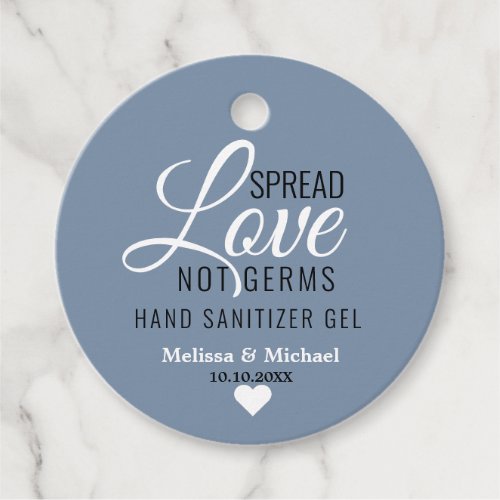 Spread Love Not Germs Sanitizer Wedding Dusty Blue Favor Tags