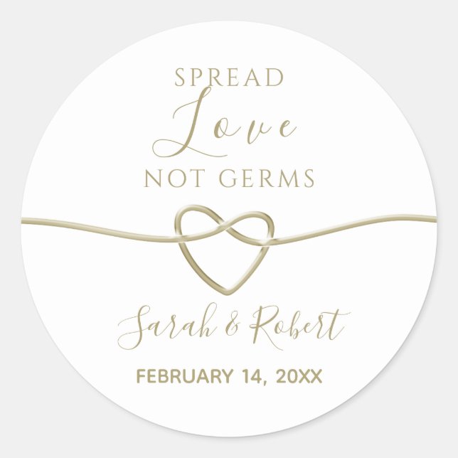 Spread Love Not Germs Simple Wedding Classic Round Sticker (Front)