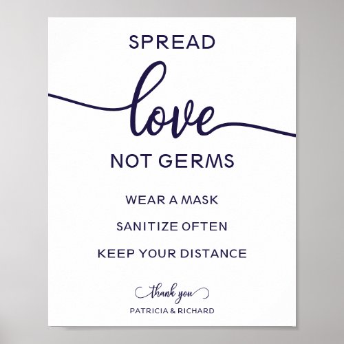 Spread Love Not Germs Social Distancing Sign