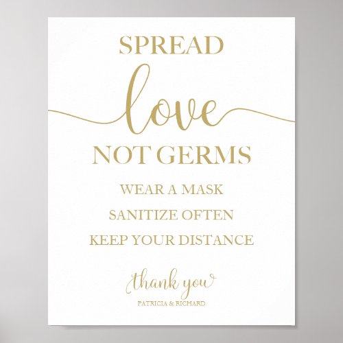 Spread Love Not Germs Social Distancing Sign