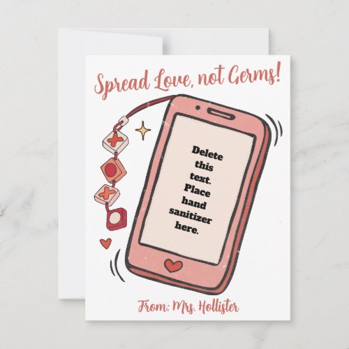 Spread Love Not Germs Valentines Hand Sanitizer  Card