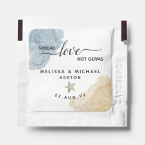 Spread Love Not Germs Watercolor Beach Wedding Hand Sanitizer Packet