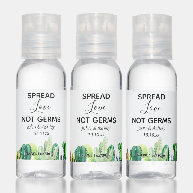 Spread Love Not Germs Watercolor Cactus Succulent Hand Sanitizer (Set)