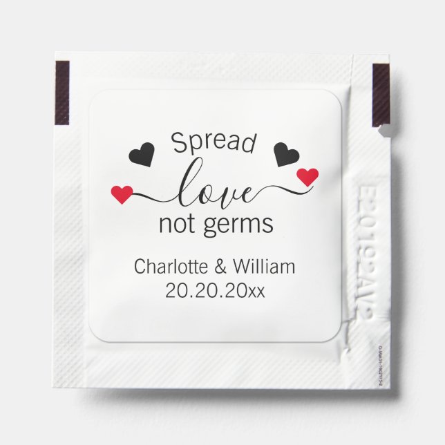 Spread Love Not Germs Wedding Favor Hand Sanitizer Packet (Sticker on Packet)