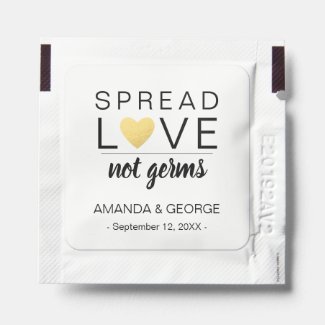 Spread love not germs wedding favor hand sanitizer packet
