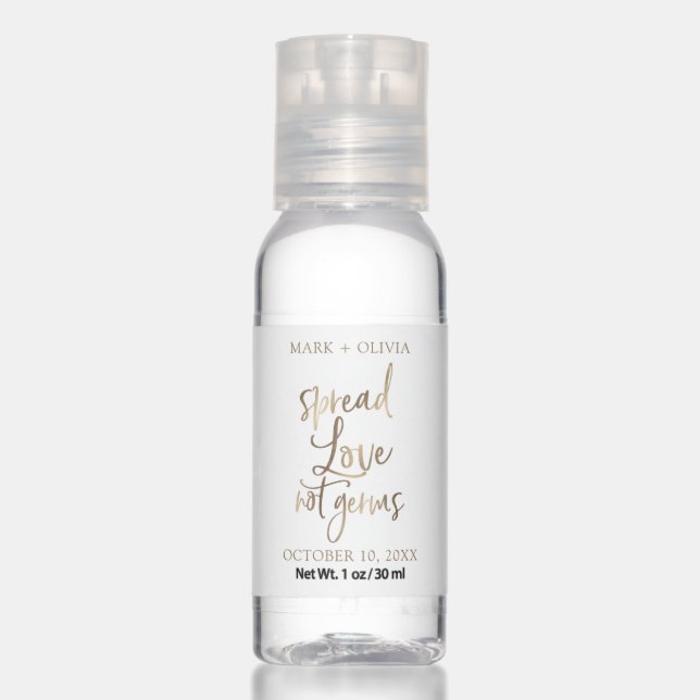Spread Love Not Germs Wedding Hand Sanitizer (Front)